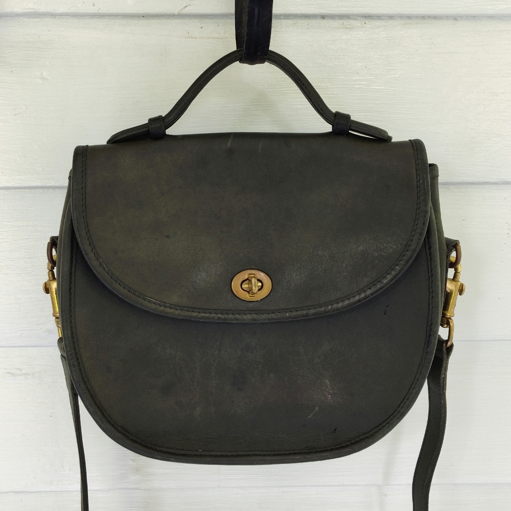 Vintage Coach Green Small Plaza Handbag